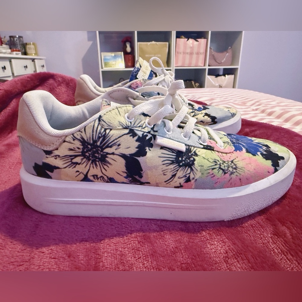 Adidas Women's Floral Sneakers - Blue and Pink - Picture 6 of 9